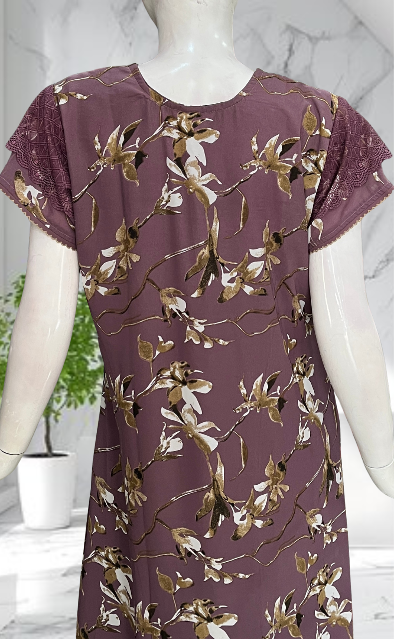 Purple Garden Chiffon Nighty. Delicate Chiffon | Laces and Frills