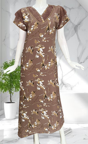 Brown Garden Chiffon Nighty. Delicate Chiffon | Laces and Frills