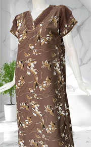 Brown Garden Chiffon Nighty. Delicate Chiffon | Laces and Frills