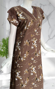 Brown Garden Chiffon Nighty. Delicate Chiffon | Laces and Frills