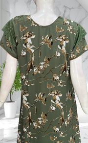 Green Garden Chiffon Nighty. Delicate Chiffon | Laces and Frills