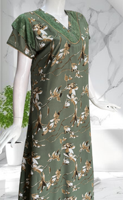 Green Garden Chiffon Nighty. Delicate Chiffon | Laces and Frills