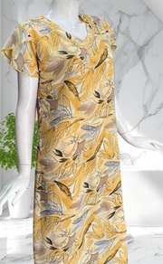 Yellow Garden Chiffon Nighty. Delicate Chiffon | Laces and Frills