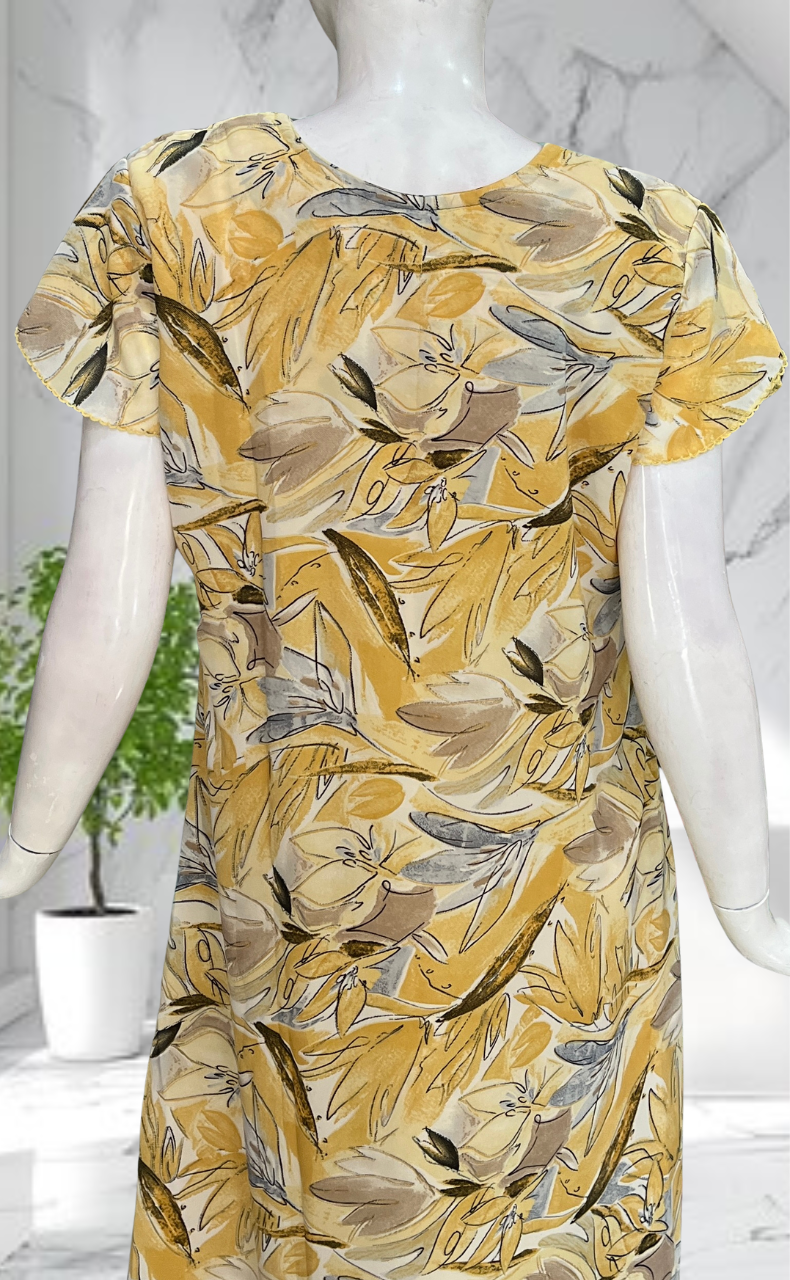 Yellow Garden Chiffon Nighty. Delicate Chiffon | Laces and Frills