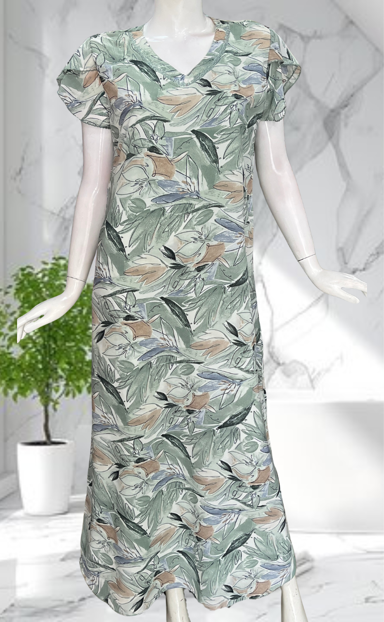 Green Garden Chiffon Nighty. Delicate Chiffon | Laces and Frills