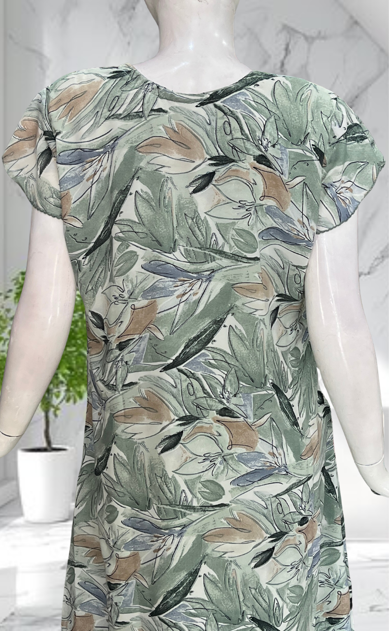 Green Garden Chiffon Nighty. Delicate Chiffon | Laces and Frills