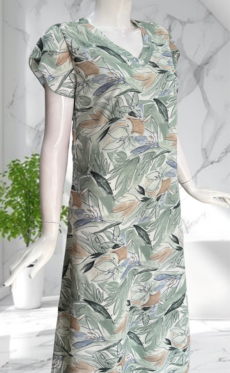 Green Garden Chiffon Nighty. Delicate Chiffon | Laces and Frills