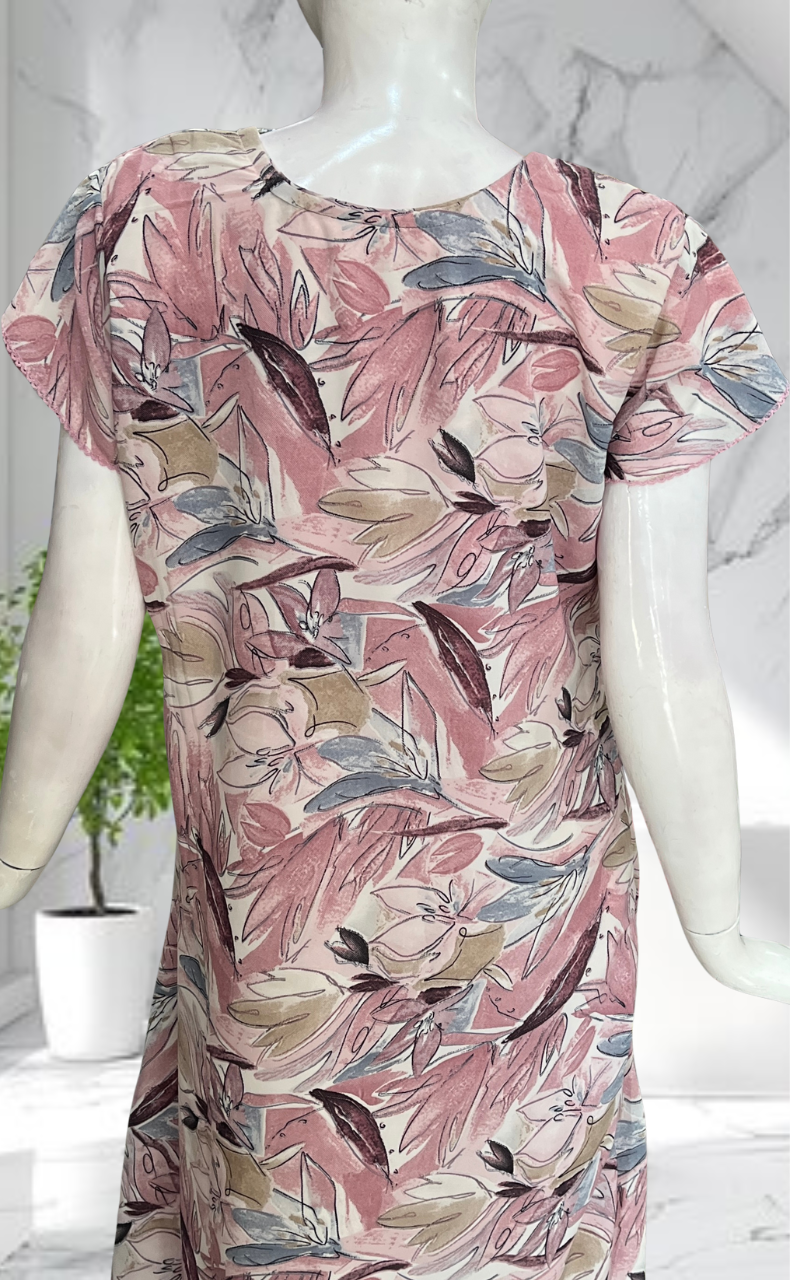 Pink Garden Chiffon Nighty. Delicate Chiffon | Laces and Frills