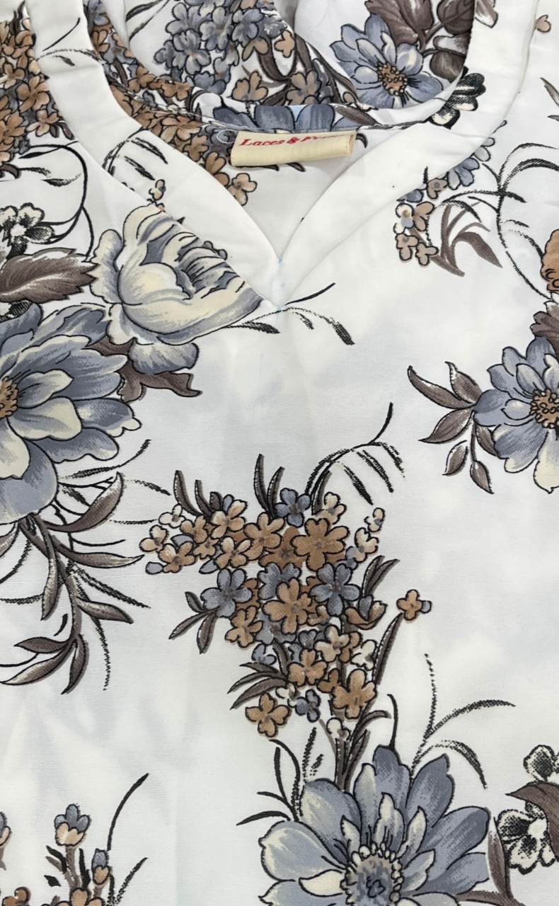 White Garden Chiffon Nighty. Delicate Chiffon | Laces and Frills