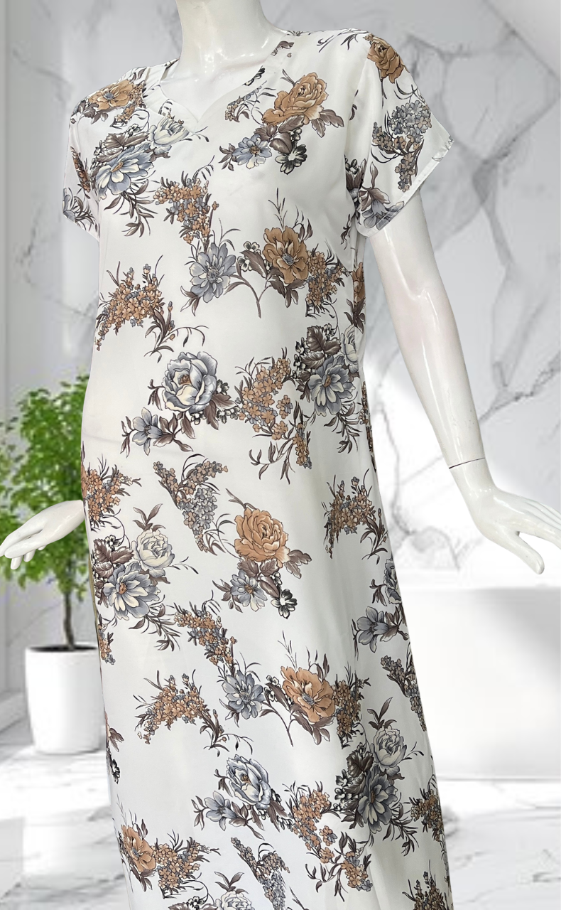 White Garden Chiffon Nighty. Delicate Chiffon | Laces and Frills