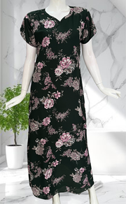 Bottle Green Garden Chiffon Nighty. Delicate Chiffon | Laces and Frills