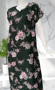 Bottle Green Garden Chiffon Nighty. Delicate Chiffon | Laces and Frills