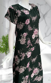 Bottle Green Garden Chiffon Nighty. Delicate Chiffon | Laces and Frills