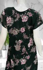 Bottle Green Garden Chiffon Nighty. Delicate Chiffon | Laces and Frills