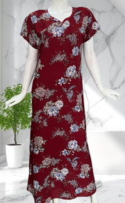 Maroon Garden Chiffon Nighty. Delicate Chiffon | Laces and Frills