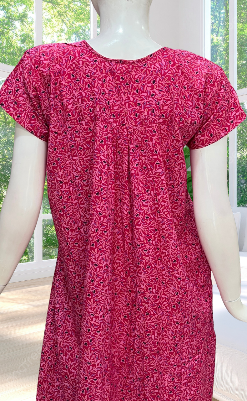 Pink Garden Full Open Soft Cotton Nighty. Soft Breathable Fabric | Laces and Frills