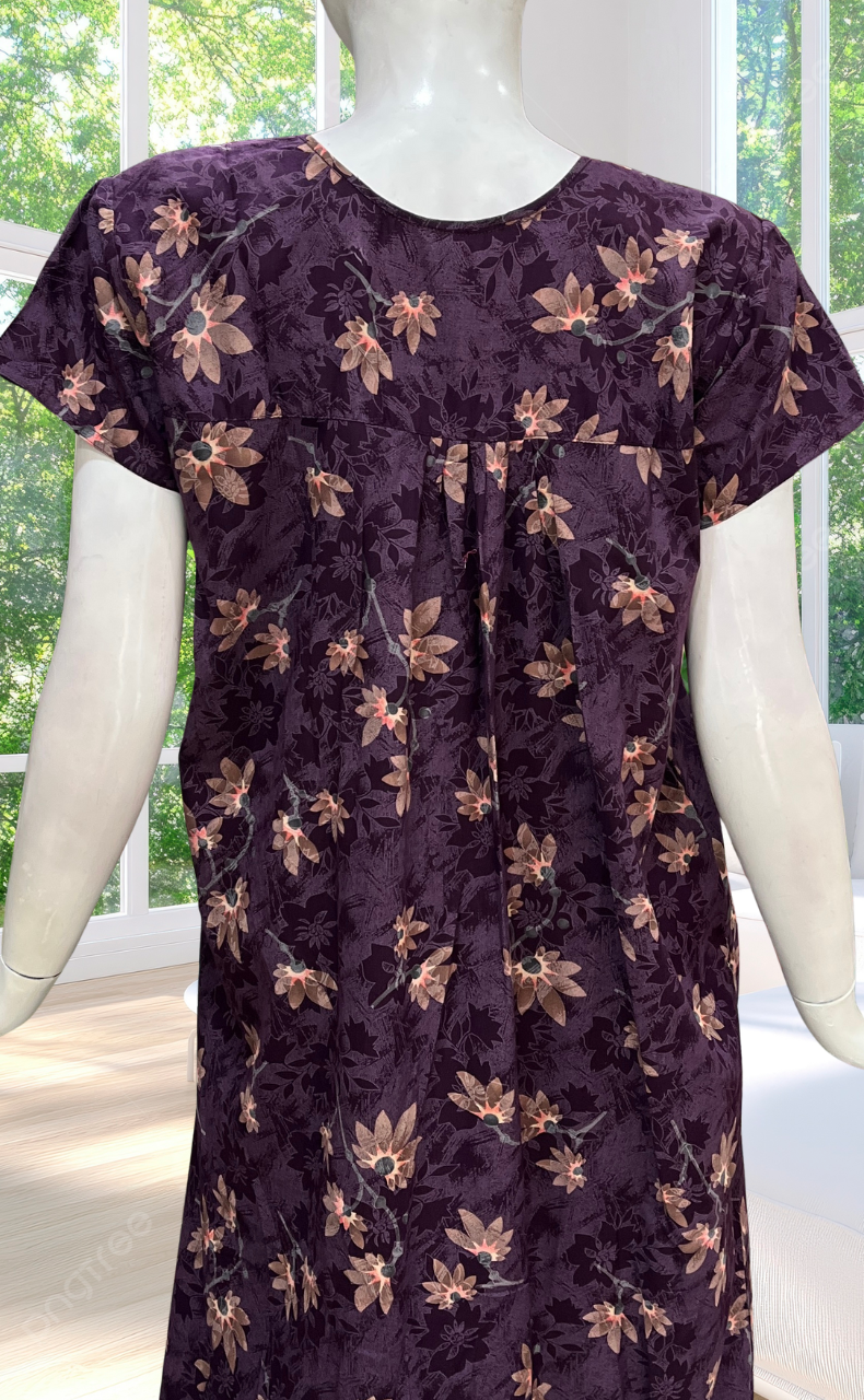 Violet Garden Full Open Soft Cotton Nighty. Soft Breathable Fabric | Laces and Frills