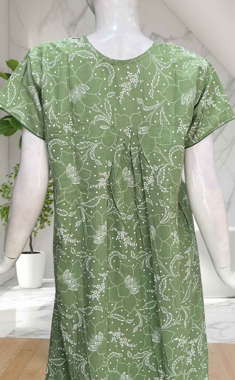 Green Garden Pure Cotton Nighty. Pure Durable Cotton | Laces and Frills