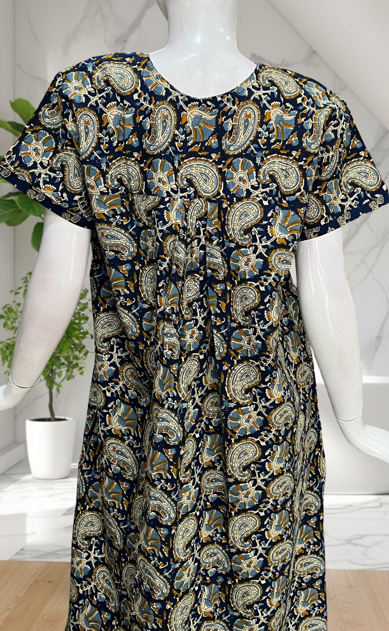 Blue Paisley Print Pure Cotton Nighty. Pure Durable Cotton | Laces and Frills