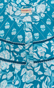 Sky Blue Garden Pure Cotton Nighty. Pure Durable Cotton | Laces and Frills