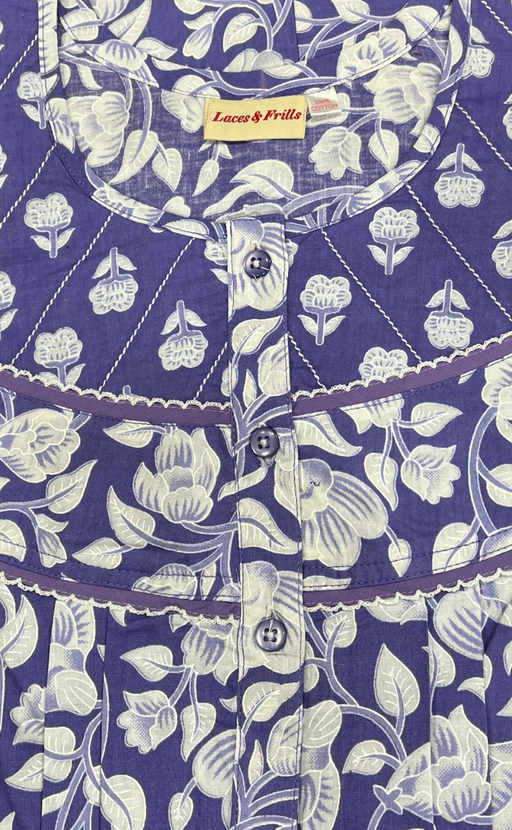 Lavender Garden Pure Cotton Nighty. Pure Durable Cotton | Laces and Frills