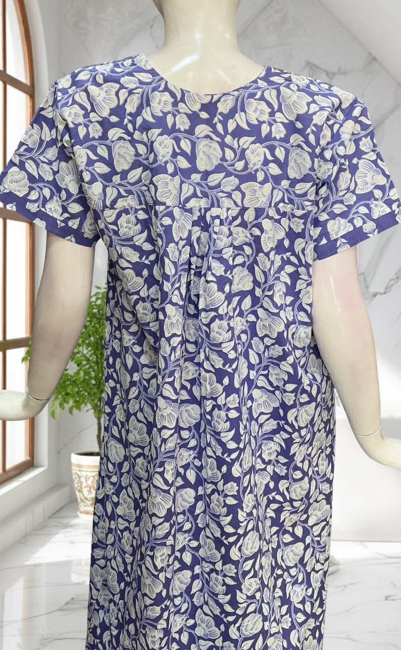 Lavender Garden Pure Cotton Nighty. Pure Durable Cotton | Laces and Frills