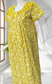 Yellow Garden Pure Cotton Nighty. Pure Durable Cotton | Laces and Frills