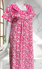 Pink Garden Pure Cotton Nighty. Pure Durable Cotton | Laces and Frills