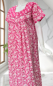 Pink Garden Pure Cotton Nighty. Pure Durable Cotton | Laces and Frills