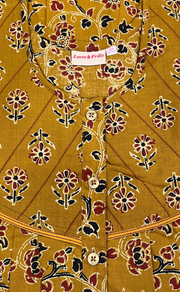 Mustard Yellow Floral Pure Cotton Nighty. Pure Durable Cotton | Laces and Frills