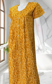 Yellow Floral Full Open Pure Cotton Nighty. Pure Cotton | Laces and Frills