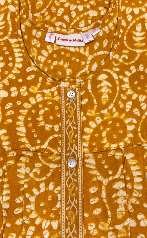 Yellow Floral Full Open Pure Cotton Nighty. Pure Cotton | Laces and Frills