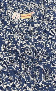 Blue Floral Full Open Pure Cotton Nighty. Pure Cotton | Laces and Frills