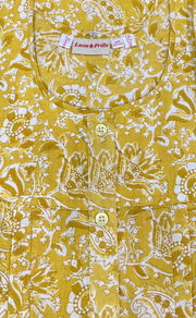 Yellow Floral Full Open Pure Cotton Nighty. Pure Cotton | Laces and Frills
