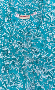 Sea Green Floral Full Open Pure Cotton Nighty. Pure Cotton | Laces and Frills