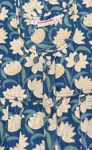 Light Blue Floral Full Open Pure Cotton Nighty. Pure Cotton | Laces and Frills