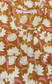 Yellow Floral Full Open Pure Cotton Nighty. Pure Cotton | Laces and Frills