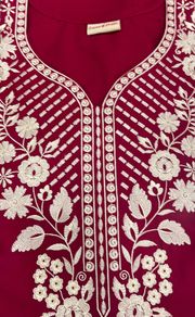 Tomato Red Embroidery Soft Cotton Nighty. Soft Breathable Fabric | Laces and Frills