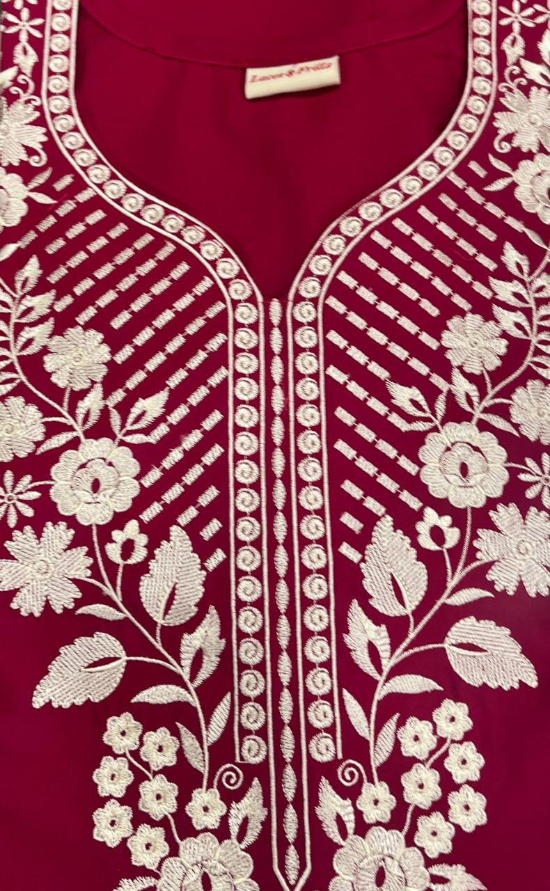 Tomato Red Embroidery Soft Cotton Nighty. Soft Breathable Fabric | Laces and Frills