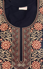 Black Embroidery Soft Cotton Nighty. Soft Breathable Fabric | Laces and Frills