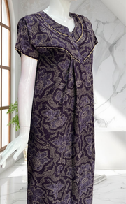 Violet Batik Pure Cotton Nighty. Pure Durable Cotton | Laces and Frills