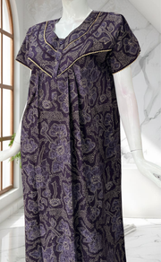 Violet Batik Pure Cotton Nighty. Pure Durable Cotton | Laces and Frills