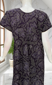 Violet Batik Pure Cotton Nighty. Pure Durable Cotton | Laces and Frills