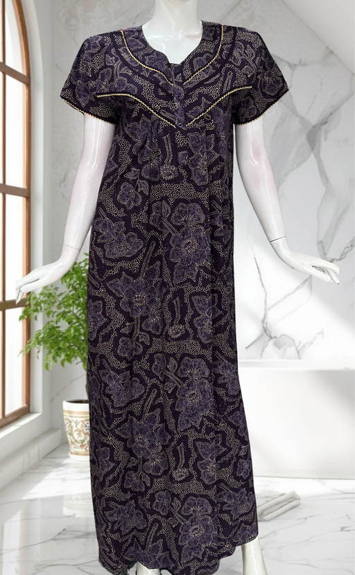 Violet Batik Pure Cotton Nighty. Pure Durable Cotton | Laces and Frills