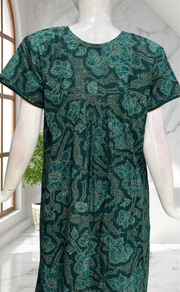 Teal Green Batik Pure Cotton Nighty. Pure Durable Cotton | Laces and Frills