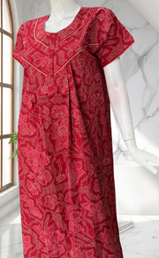 Red Batik Pure Cotton Nighty. Pure Durable Cotton | Laces and Frills