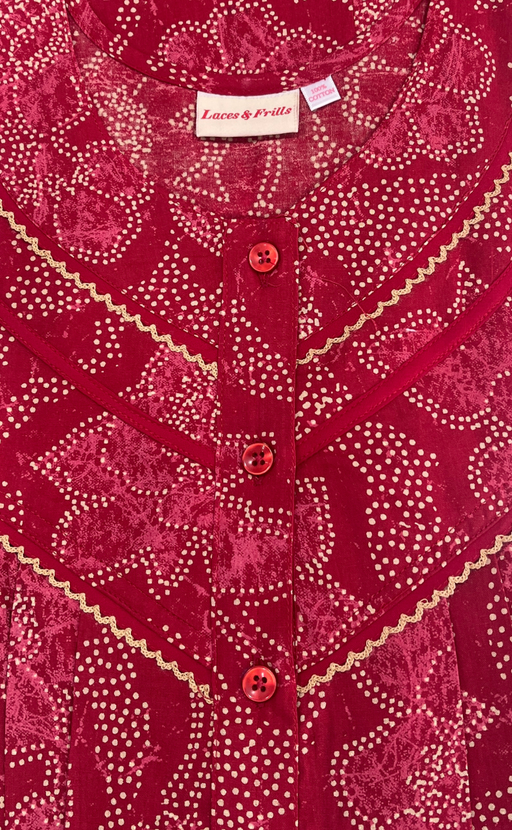 Red Batik Pure Cotton Nighty. Pure Durable Cotton | Laces and Frills