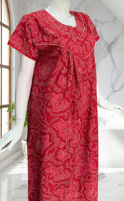 Red Batik Pure Cotton Nighty. Pure Durable Cotton | Laces and Frills