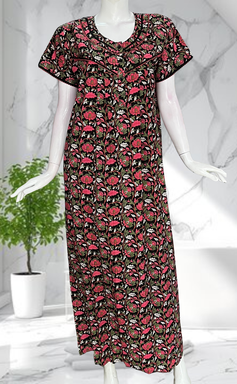 Black Garden Pure Cotton Nighty. Pure Durable Cotton | Laces and Frills