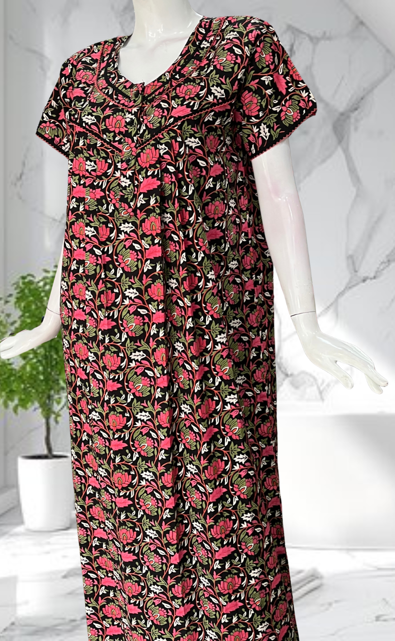 Black Garden Pure Cotton Nighty. Pure Durable Cotton | Laces and Frills
